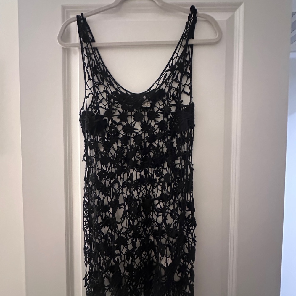 Free People Black Crochet Sleeveless Dress